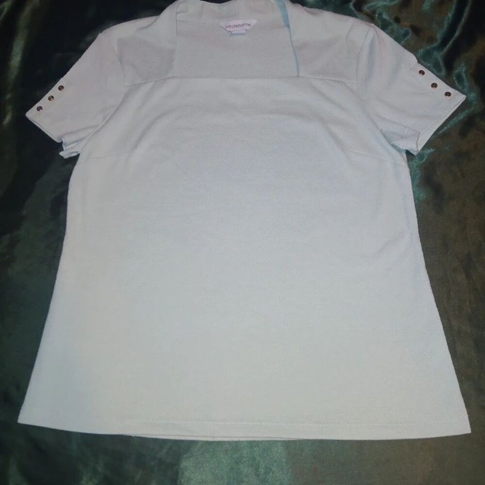 Liz Claiborne Textured Square Neck Top with Studded Sleeves - Size XS